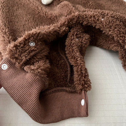 Newborn Baby Snowsuit Fleece Lined Onesie Warm Hooded Romper