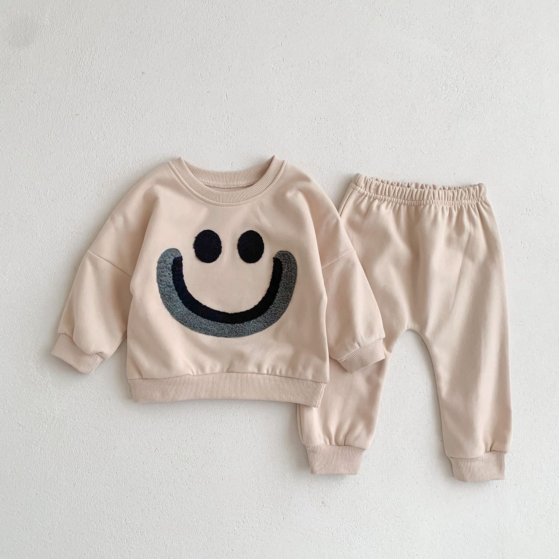 Pull et pantalon à manches longues pour bébés garçons et filles, mode Smiley arc-en-ciel