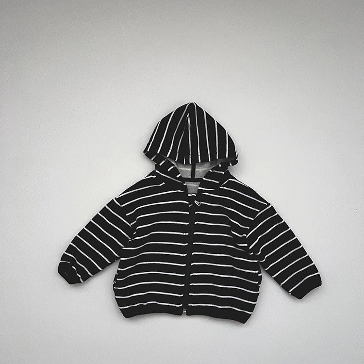 Girls Boys Toddlers' Striped Full-Zip Hooded Lightweight Jacket CA002