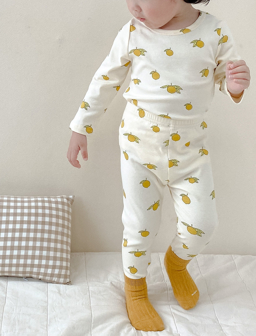 Pyjamas à imprimé fruits pour enfants, ensembles de vêtements de nuit d'hiver