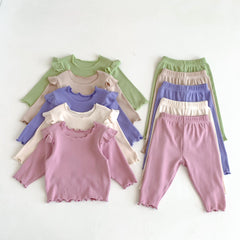 Sweet Little Flying Sleeve Tops Pants Baby Girl Elastic Comfortable Cotton Pajamas