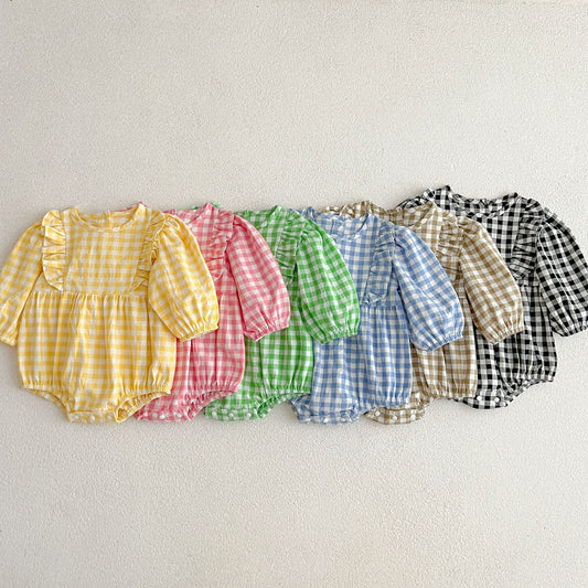 New Multi-Color Plaid Fashion One-Piece Baby Romper