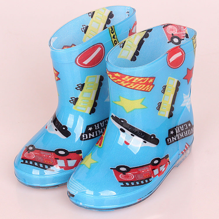 Premium Natural Rubber Blue Bus Boots for Toddlers and Kids Shoes