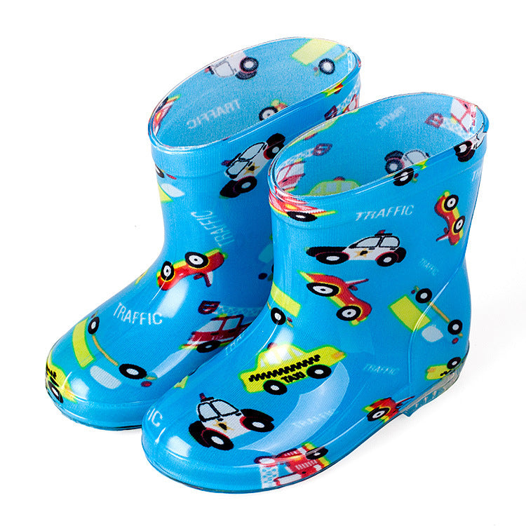 Premium Natural Rubber Blue Taxi Rain Boots for Toddlers and Kids Shoes