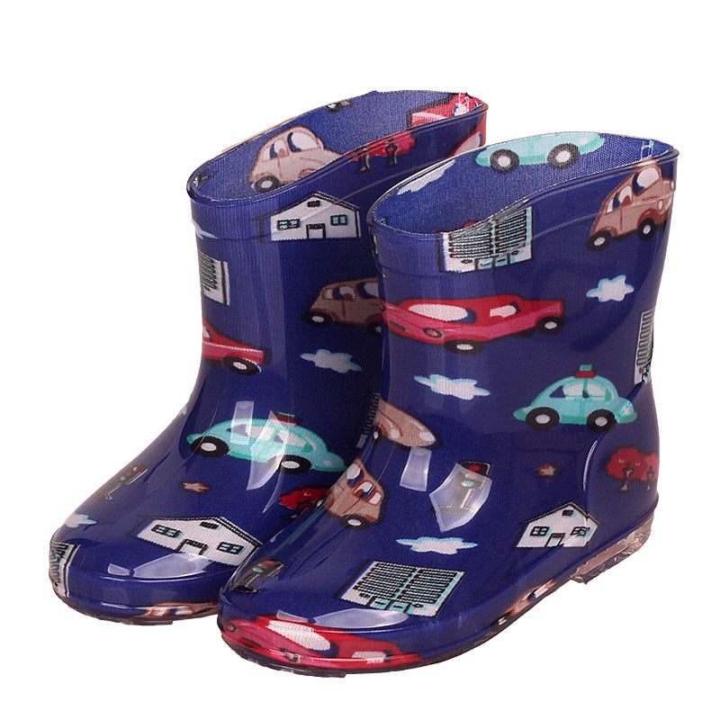 Premium Natural Rubber Navy Car Rain Boots for Toddlers and Kids Shoes