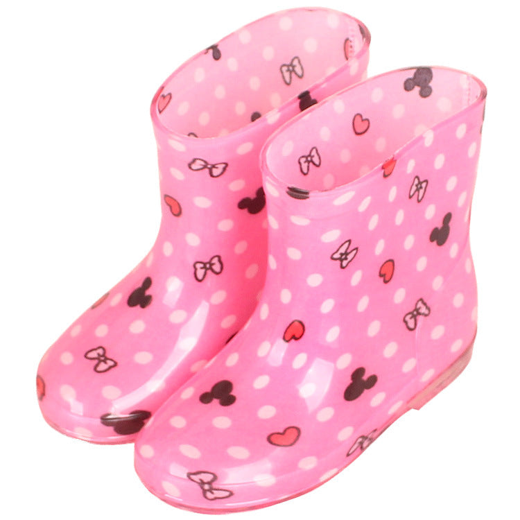 Premium Natural Rubber Pink Bow Rain Boots for Toddlers and Kids Shoes