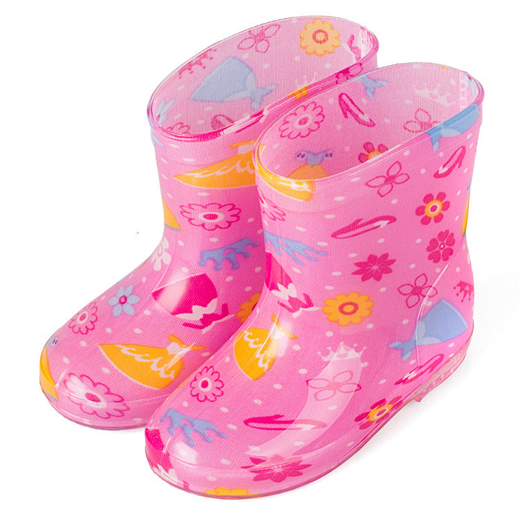 Premium Natural Rubber Pink Flower Dress Rain Boots for Toddlers and Kids Shoes