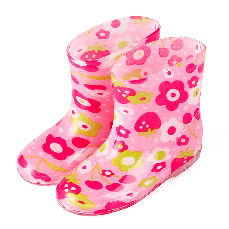 Premium Natural Rubber Pink Flower Rain Boots for Toddlers and Kids Shoes