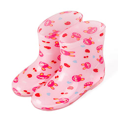Premium Natural Rubber Pink Strawberry Cherry Rain Boots for Toddlers and Kids Shoes