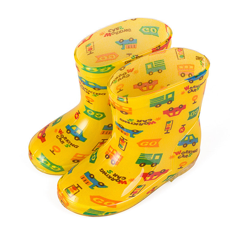Premium Natural Rubber Yellow Letter Rain Boots for Toddlers and Kids Shoes