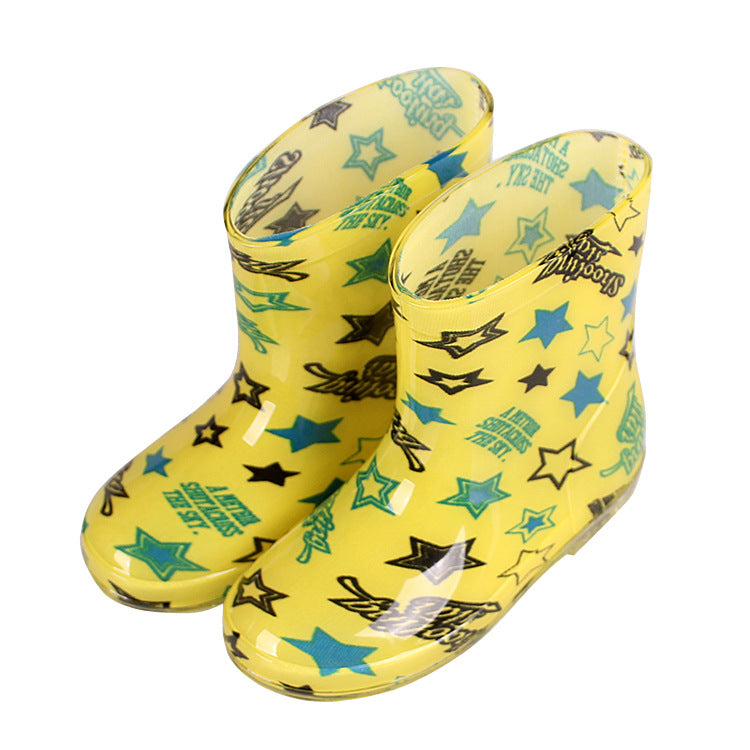 Premium Natural Rubber Yellow Star Rain Boots for Toddlers and Kids Shoes