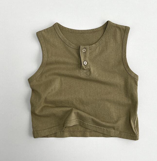 Boys' Girls' Cotton Solid Sleeveless Undershirts T Shirts & Tank Tops
