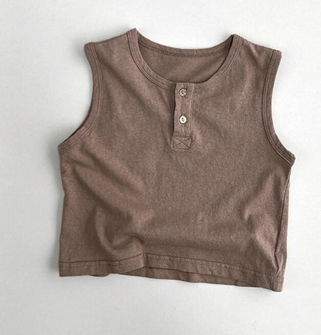Boys' Girls' Cotton Solid Sleeveless Undershirts T Shirts & Tank Tops