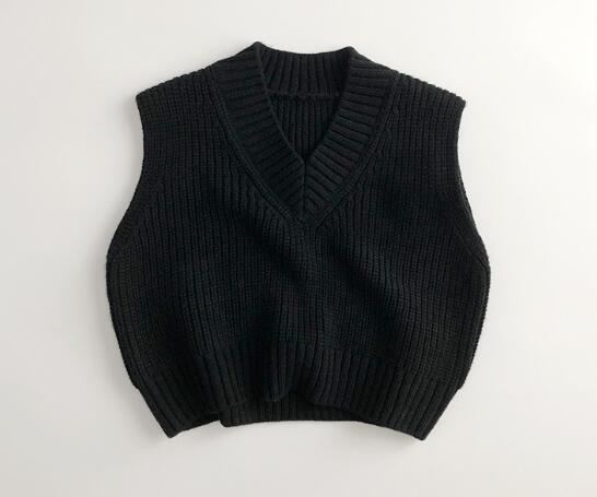 Versatile Solid Color V-neck Knitted Vest For Toddler Boy and Girl