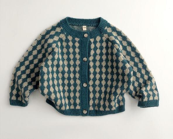 Boys and Girls Spring & Autumn Knitted Cardigan Crew Neck Sweater Coat