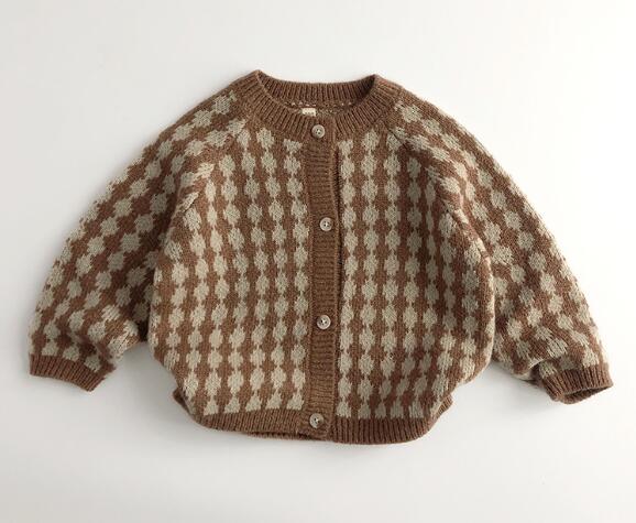 Boys and Girls Spring & Autumn Knitted Cardigan Crew Neck Sweater Coat