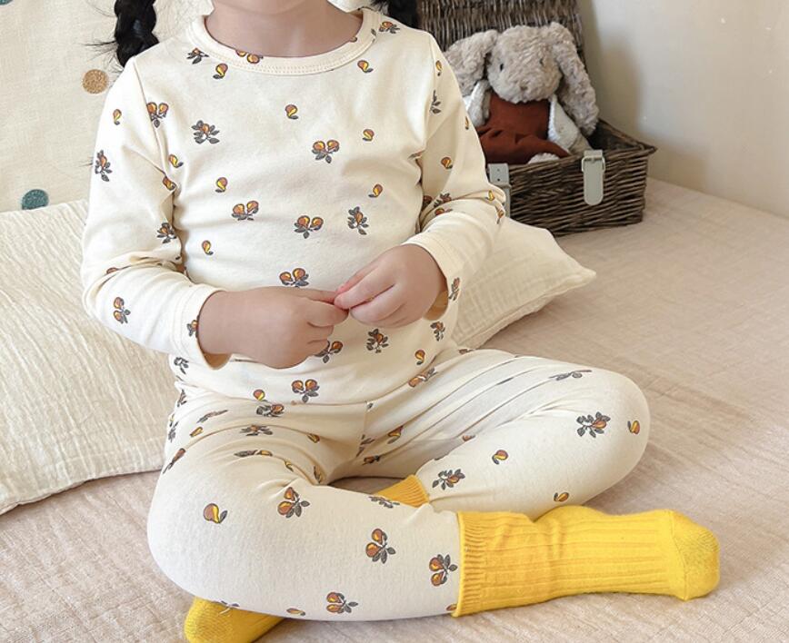 Pyjamas à imprimé fruits pour enfants, ensembles de vêtements de nuit d'hiver