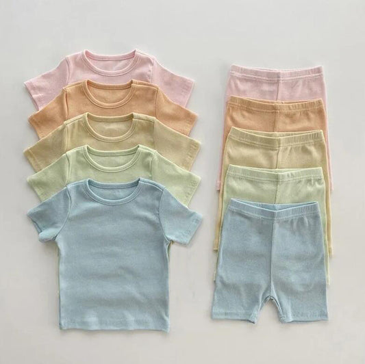 Летний комплект одежды для новорожденных мальчиков и девочек в рубчик, унисекс