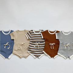 2PCS Summer Toddler Baby Boy Girl Clothes Set Unisex Waffle Sets