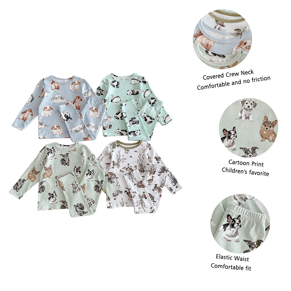 Sleeping Wear Printed With Animals Children's Pajamas