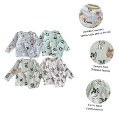 Sleeping Wear Printed With Animals Children's Pajamas