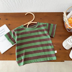 Summer Casual Children's Striped Top Overalls Suit