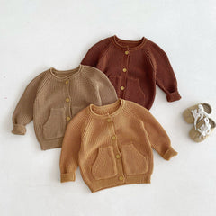 Sweater Cardigan Button Down Knitted Outerwear Coats with 2 Pockets