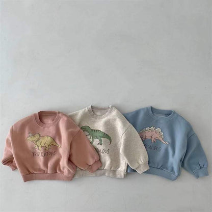 Baby Cartoon Cotton Casual Long Sleeve Round Neck Sweatshirt for Boys and Girls