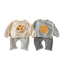 Toddler Baby Cartoon Smiley Face Spring Fall Outfits