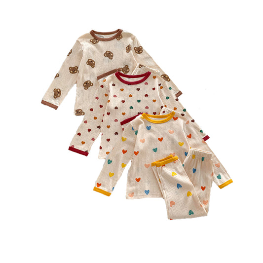 Pyjama à manches longues en coton pour tout-petit garçon et fille, vêtements de nuit