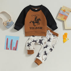 Toddler Boy Western Cowboy Casual Pullover Top Outfits