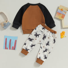 Toddler Boy Western Cowboy Casual Pullover Top Outfits