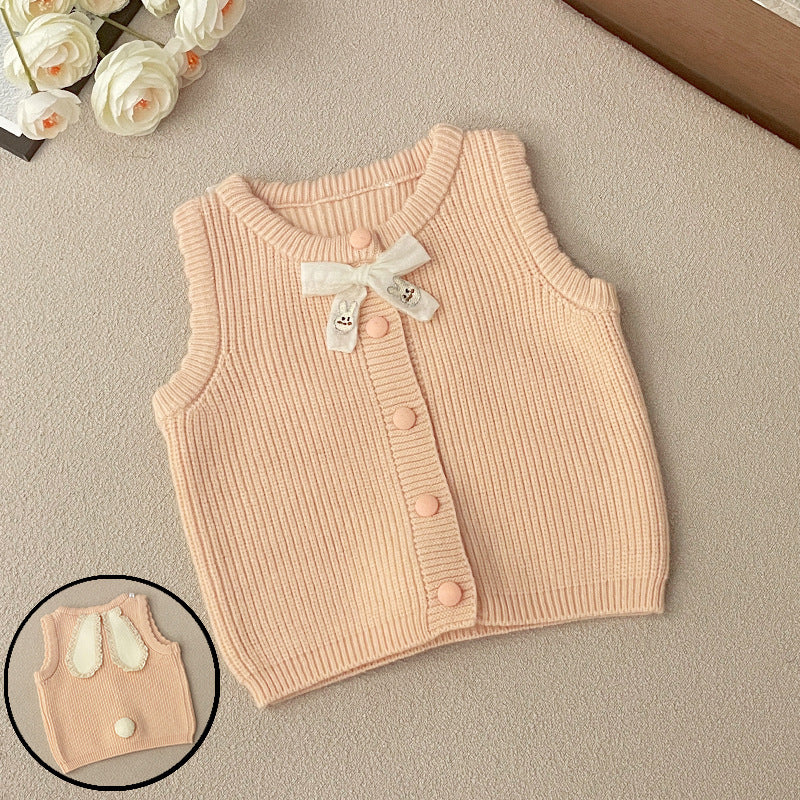 Pull tricoté brodé pour bébé fille, cardigan pour bébé