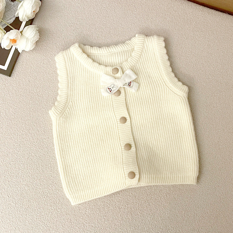 Pull tricoté brodé pour bébé fille, cardigan pour bébé