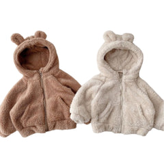 Veste à capuche en polaire pour petites filles et garçons, manteau Teddy Sherpa entièrement zippé