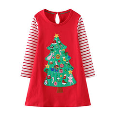 Toddler Girl Christmas Dress Cotton Casual Basic Tunic Shirt Christmas Tree Dresses