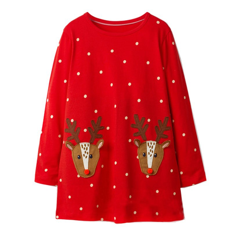 Toddler Girl Christmas Dress Cotton Casual Basic Tunic Shirt Deer Dresses