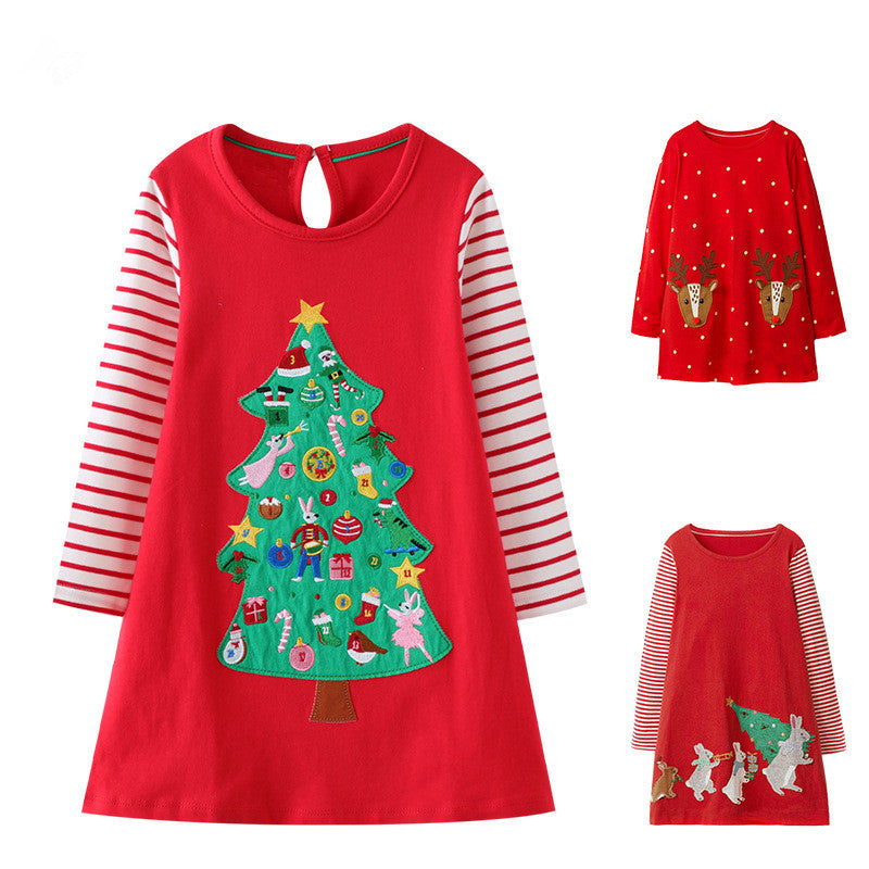 Toddler Girl Christmas Dress Cotton Casual Basic Tunic Shirt Dresses