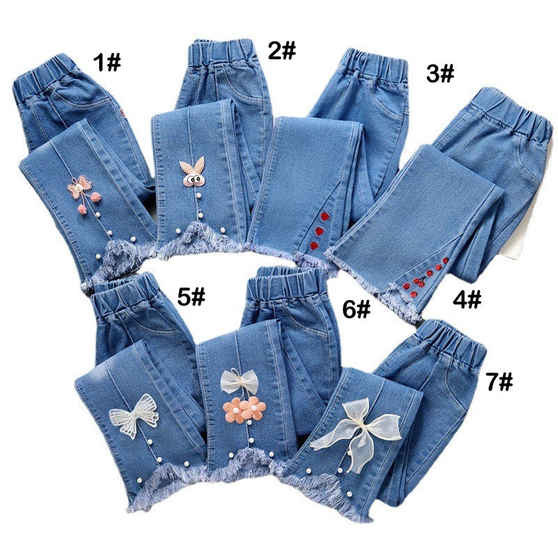 Toddlers Girls Straight Denim Flare Pants Trousers