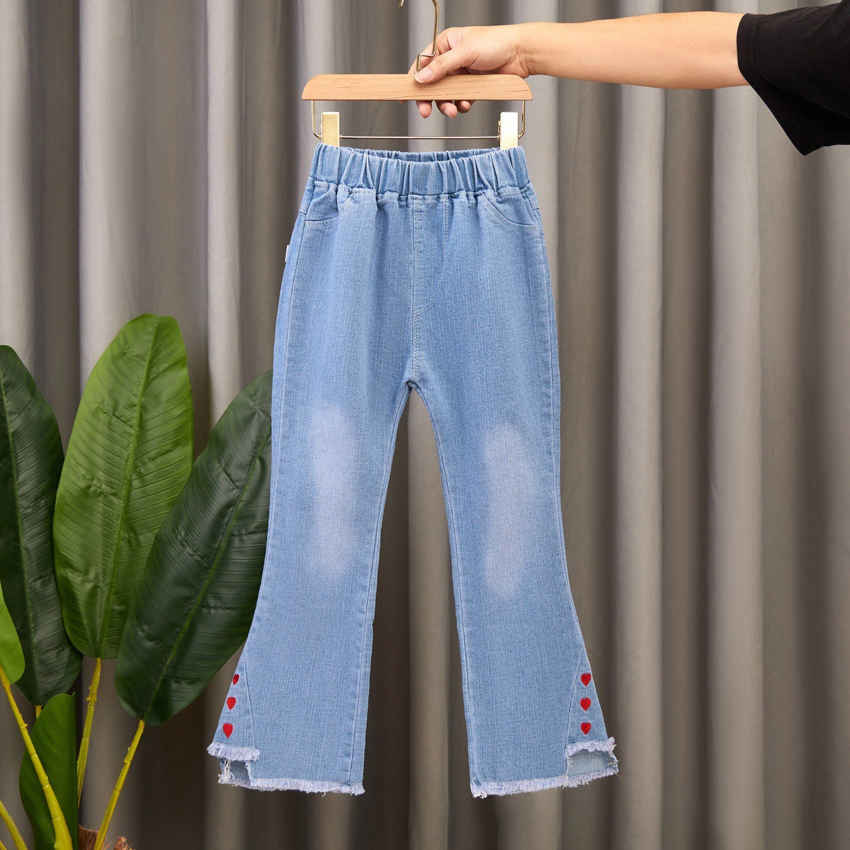 Toddlers Girls Straight Denim Flare Pants Trousers