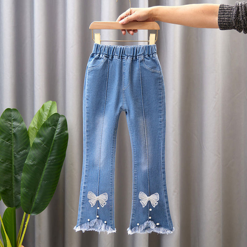 Toddlers Girls Straight Denim Flare Pants Trousers