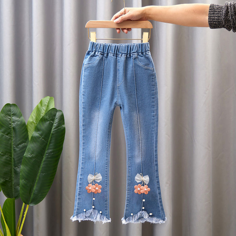 Toddlers Girls Straight Denim Flare Pants Trousers