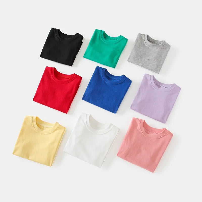 Unisex Kids Summer Solid Color T-shirt