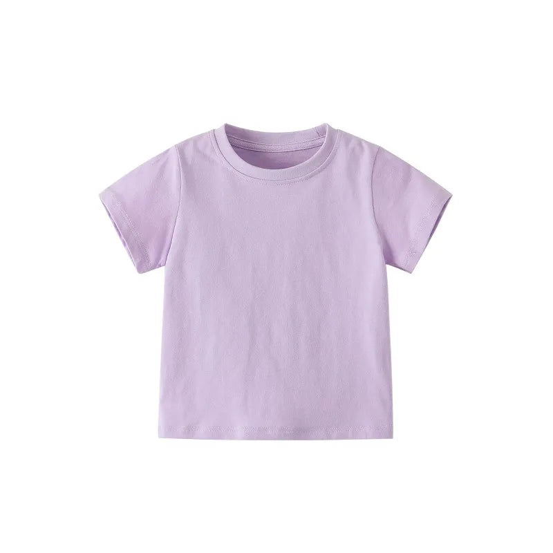 Unisex Kids Summer Solid Color T-shirt