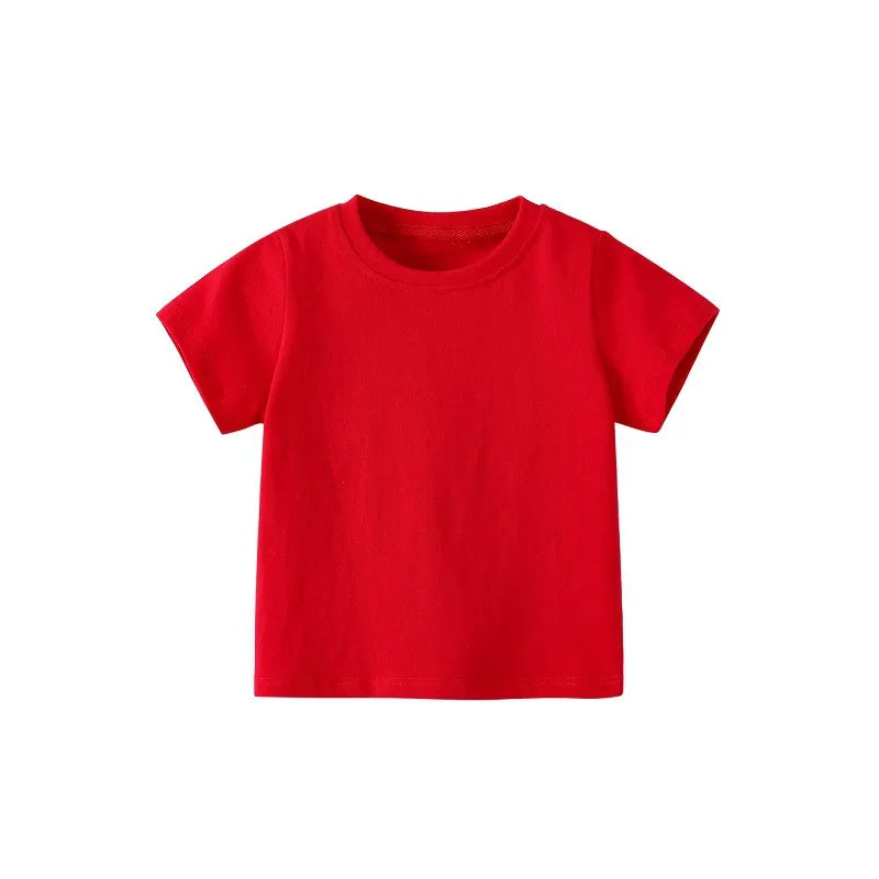 Unisex Kids Summer Solid Color T-shirt