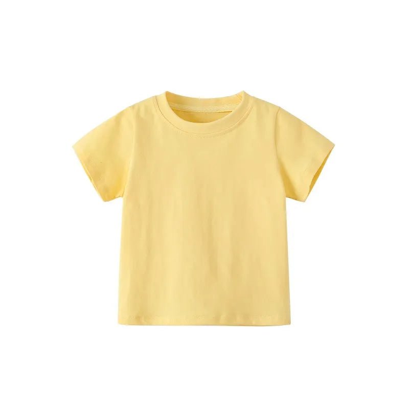 Unisex Kids Summer Solid Color T-shirt