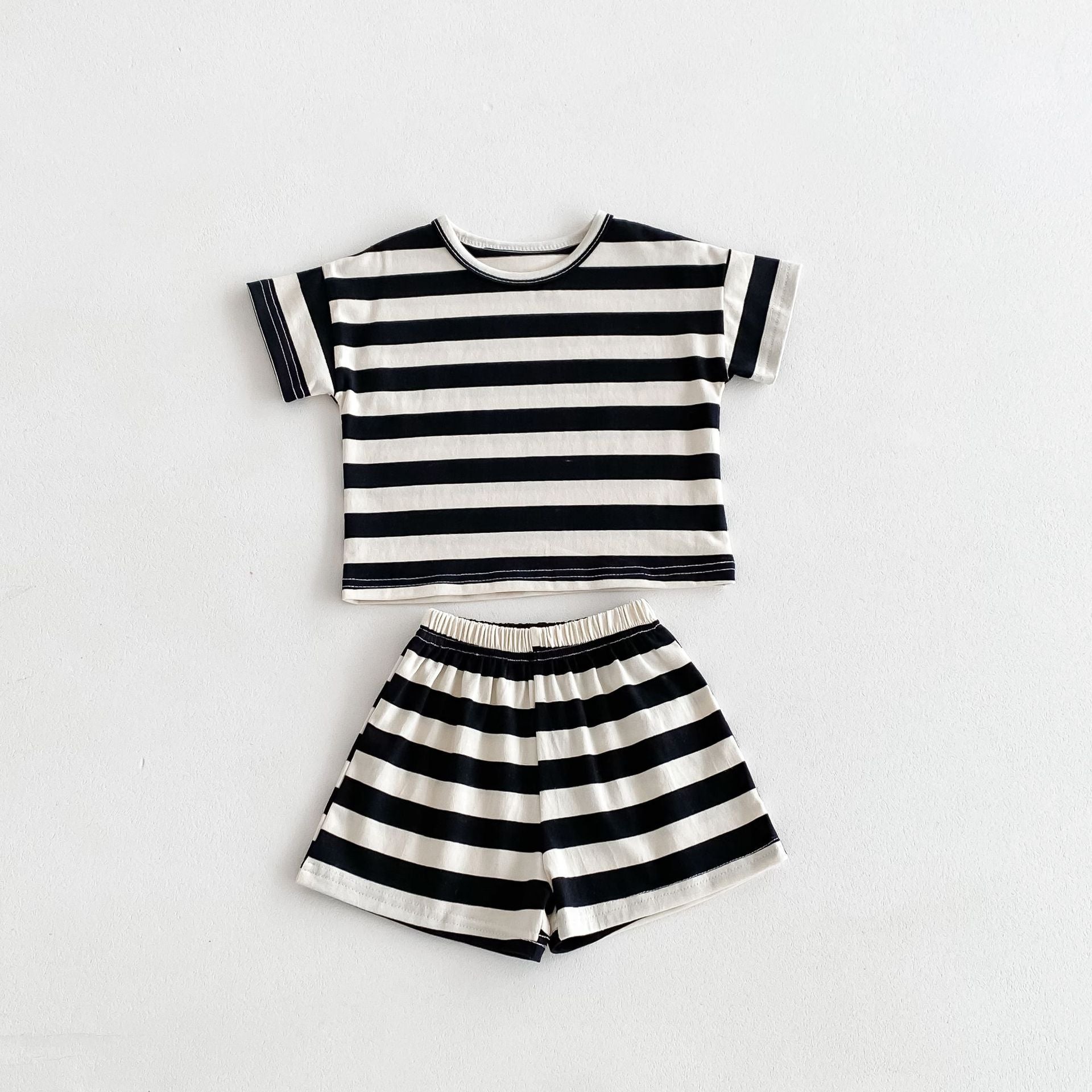 Unisex Striped Summer Short Sleeve Sets