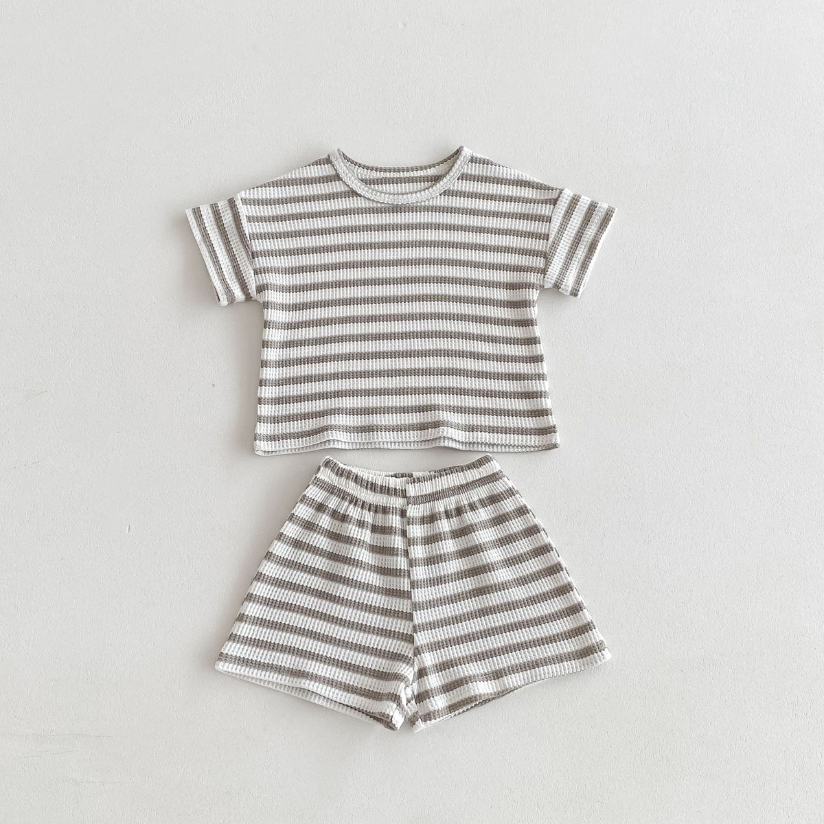 Unisex Striped Summer Short Sleeve Sets