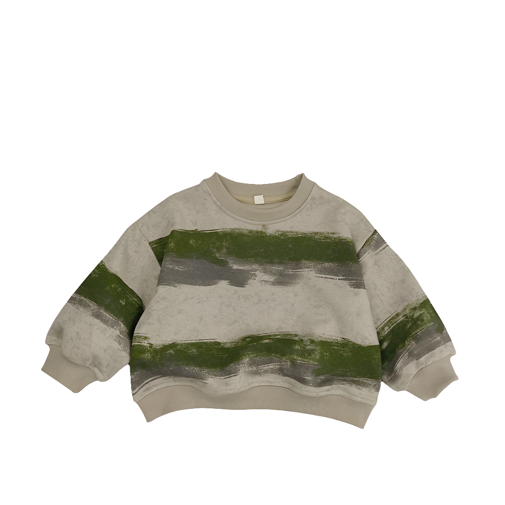 Unisex Boys Girls Tie-Dye Striped Pullover Sweatshirt Green Tops T-Shirt