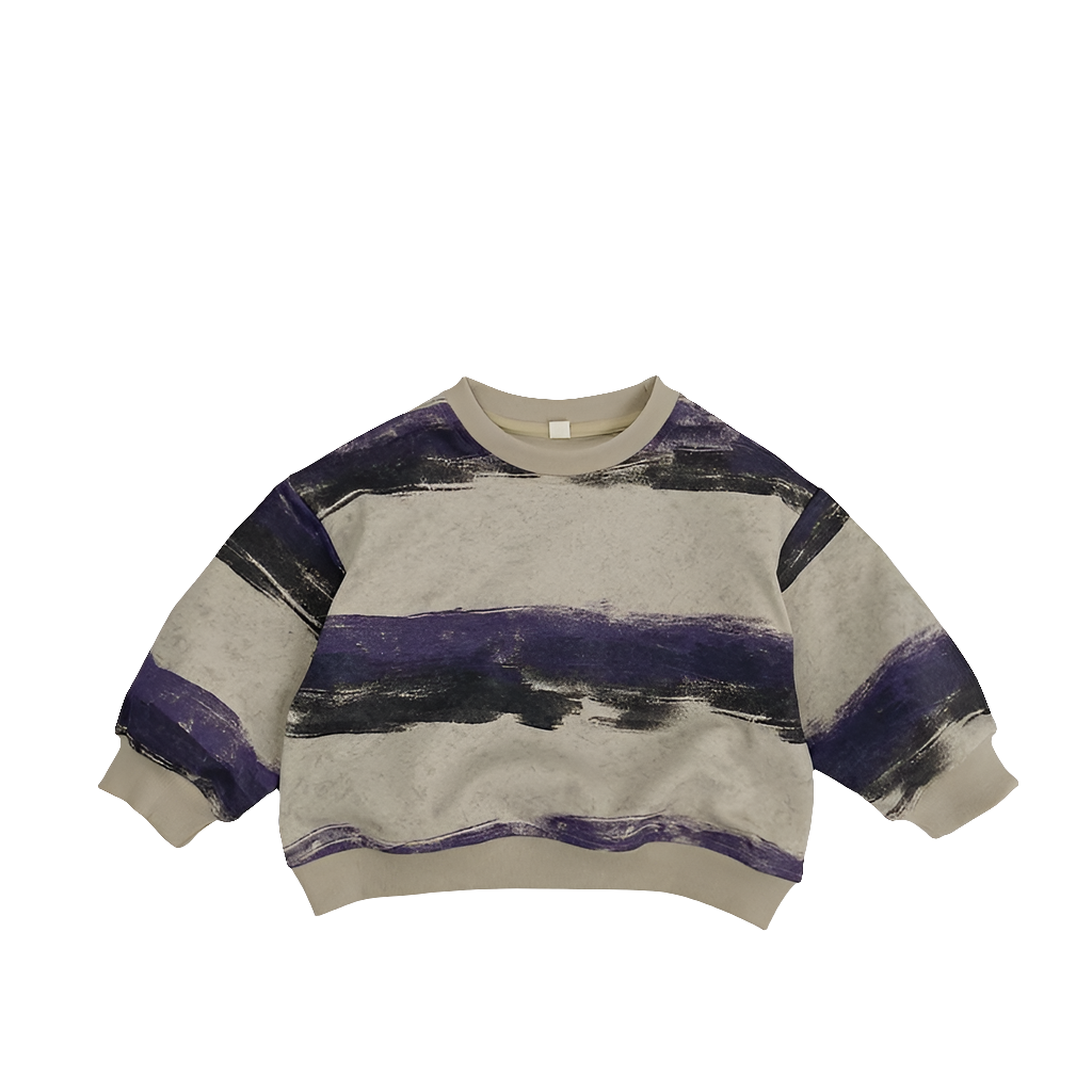 Unisex Boys Girls Tie-Dye Striped Pullover Sweatshirt Purple Tops T-Shirt